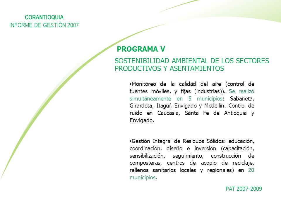 SOSTENIBILIDAD AMBIENTAL DE LOS SECTORES PRODUCTIVOS Y ASENTAMIENTOS