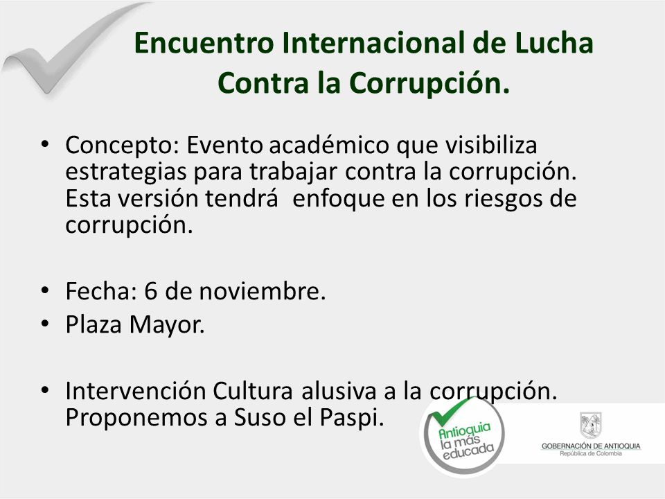 Encuentro Internacional de Lucha Contra la Corrupción.