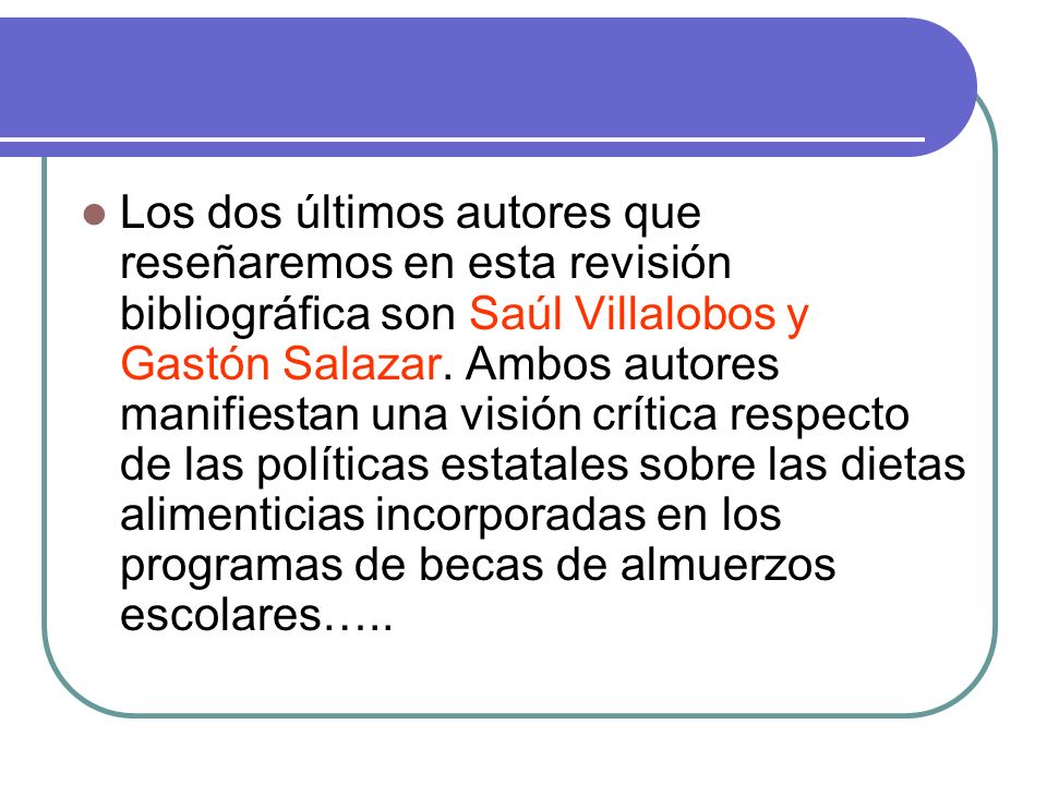 Los dos últimos autores que reseñaremos en esta revisión bibliográfica son Saúl Villalobos y Gastón Salazar.