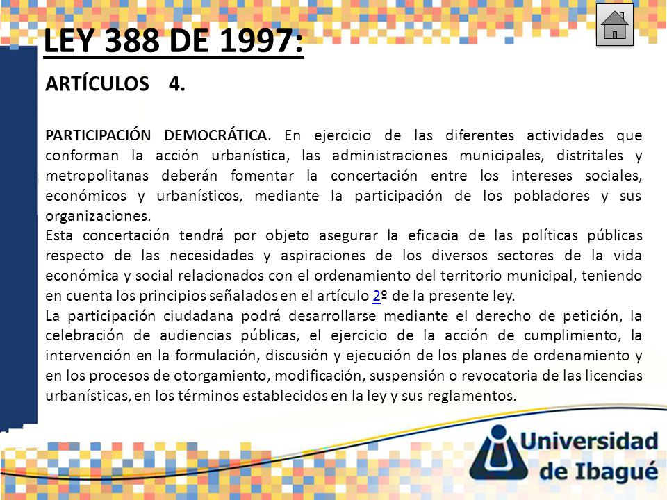 LEY 388 DE 1997: ARTÍCULOS 4.