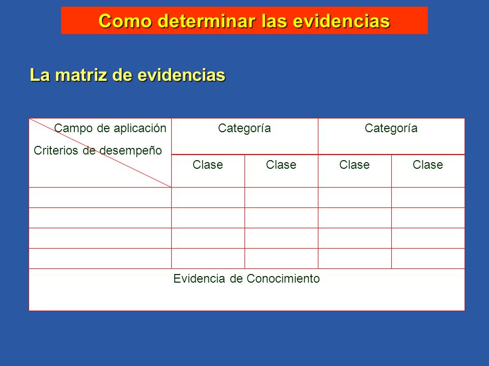Como determinar las evidencias