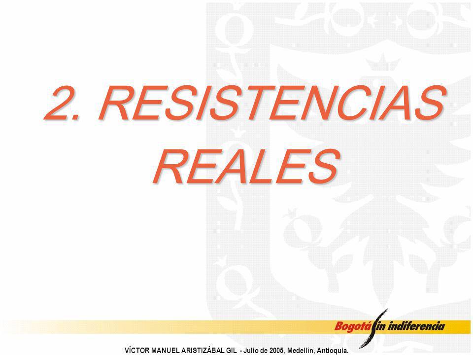 2. RESISTENCIAS REALES VÍCTOR MANUEL ARISTIZÁBAL GIL - Julio de 2005, Medellín, Antioquia.