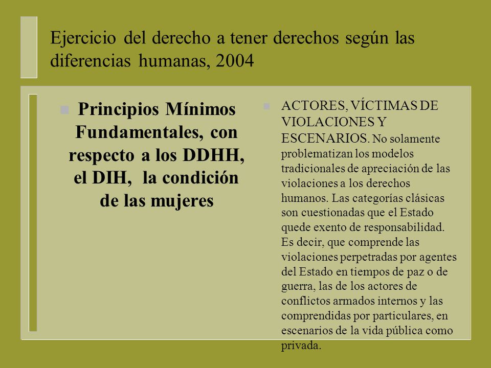 Ejercicio del derecho a tener derechos según las diferencias humanas, 2004