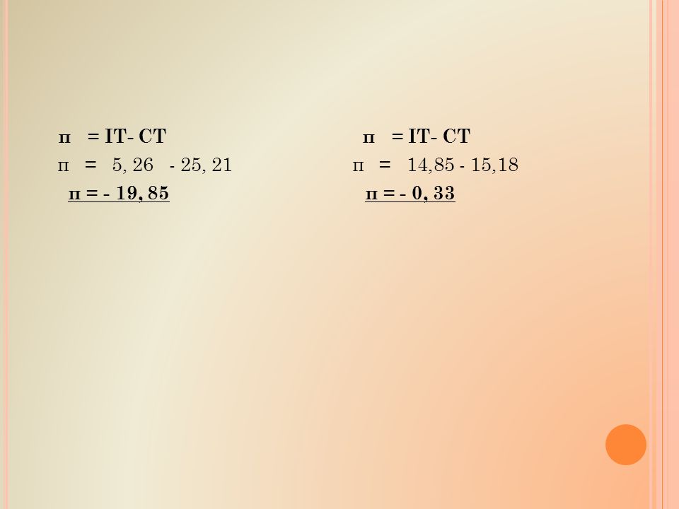 π = IT- CT π = IT- CT π = 5, , 21 π = 14, ,18 π = - 19, 85 π = - 0, 33