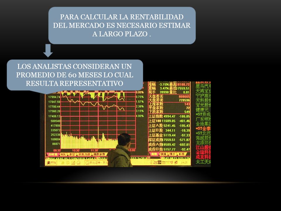 PARA CALCULAR LA RENTABILIDAD DEL MERCADO ES NECESARIO ESTIMAR A LARGO PLAZO .