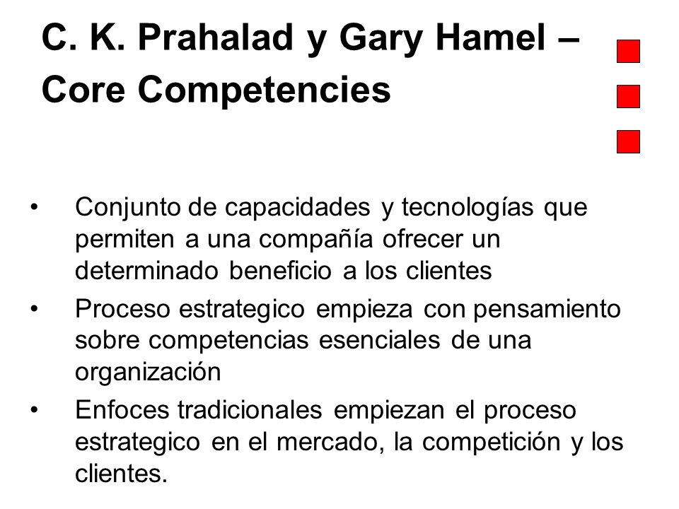 C. K. Prahalad y Gary Hamel – Core Competencies