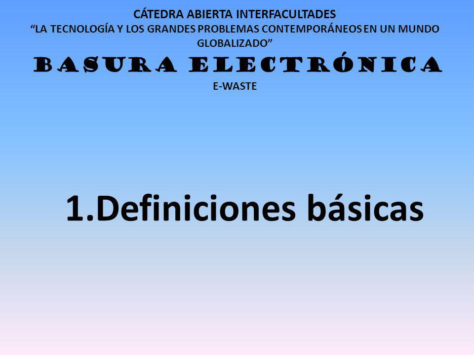 CÁTEDRA ABIERTA INTERFACULTADES LA TECNOLOGÍA Y LOS GRANDES PROBLEMAS CONTEMPORÁNEOS EN UN MUNDO GLOBALIZADO BASURA ELECTRÓNICA E-WASTE