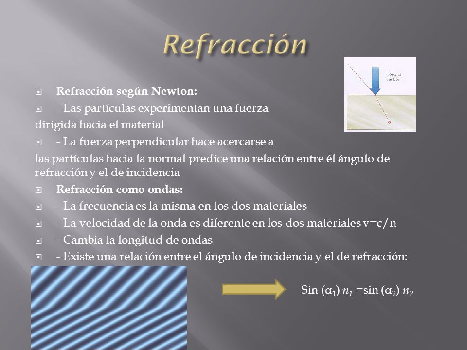 Refracción Refracción según Newton: