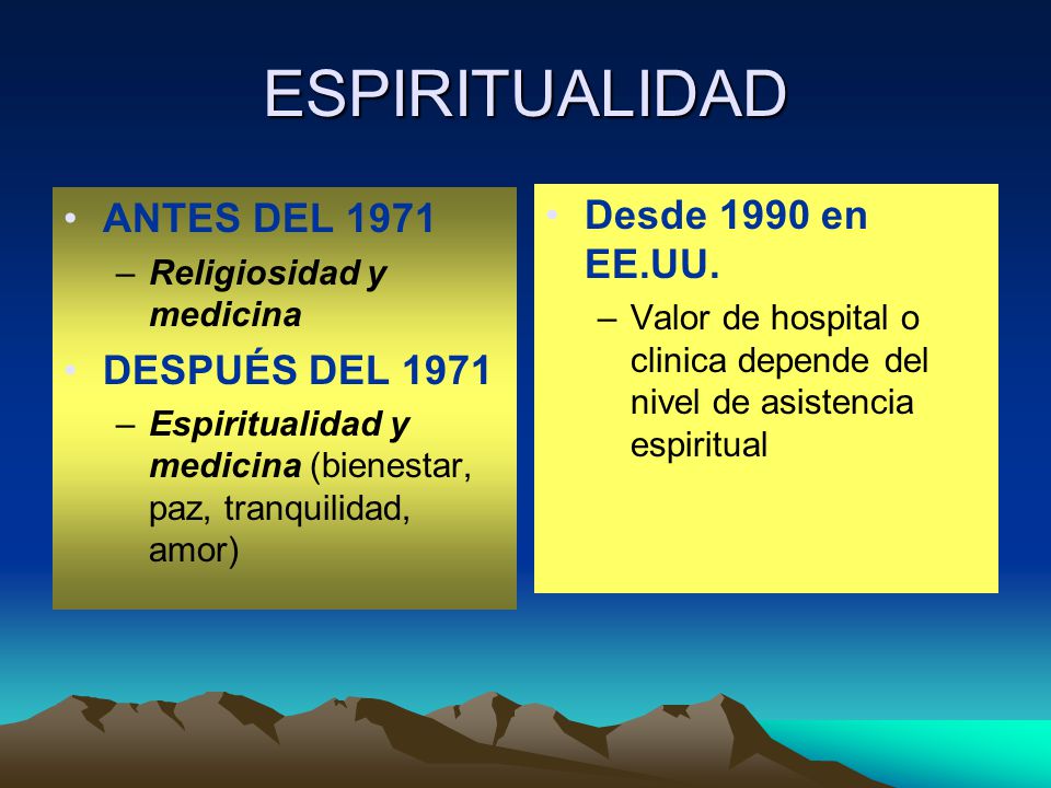 ESPIRITUALIDAD ANTES DEL 1971 Desde 1990 en EE.UU. DESPUÉS DEL 1971