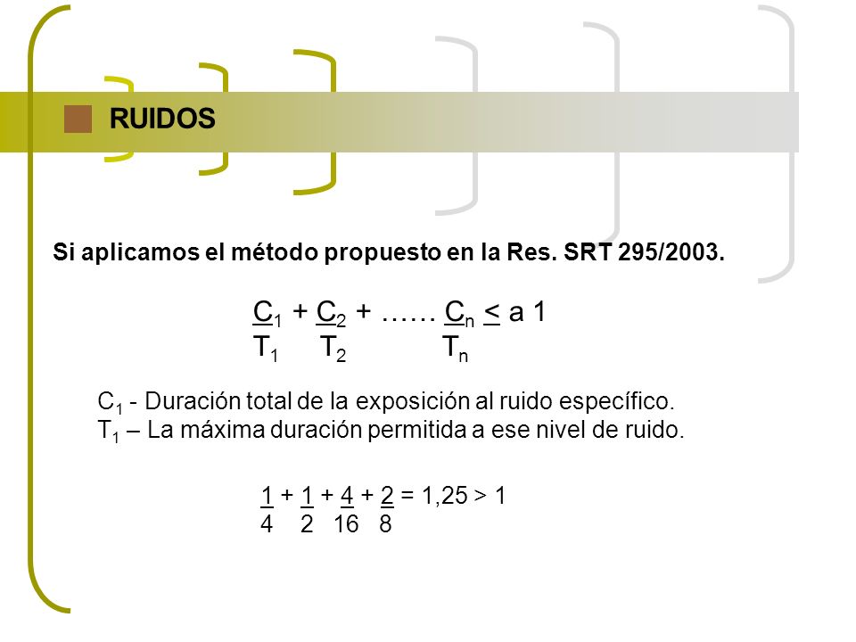 RUIDOS C1 + C2 + …… Cn < a 1 T1 T2 Tn