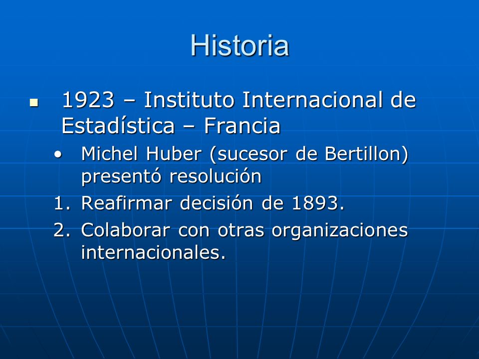 Historia 1923 – Instituto Internacional de Estadística – Francia