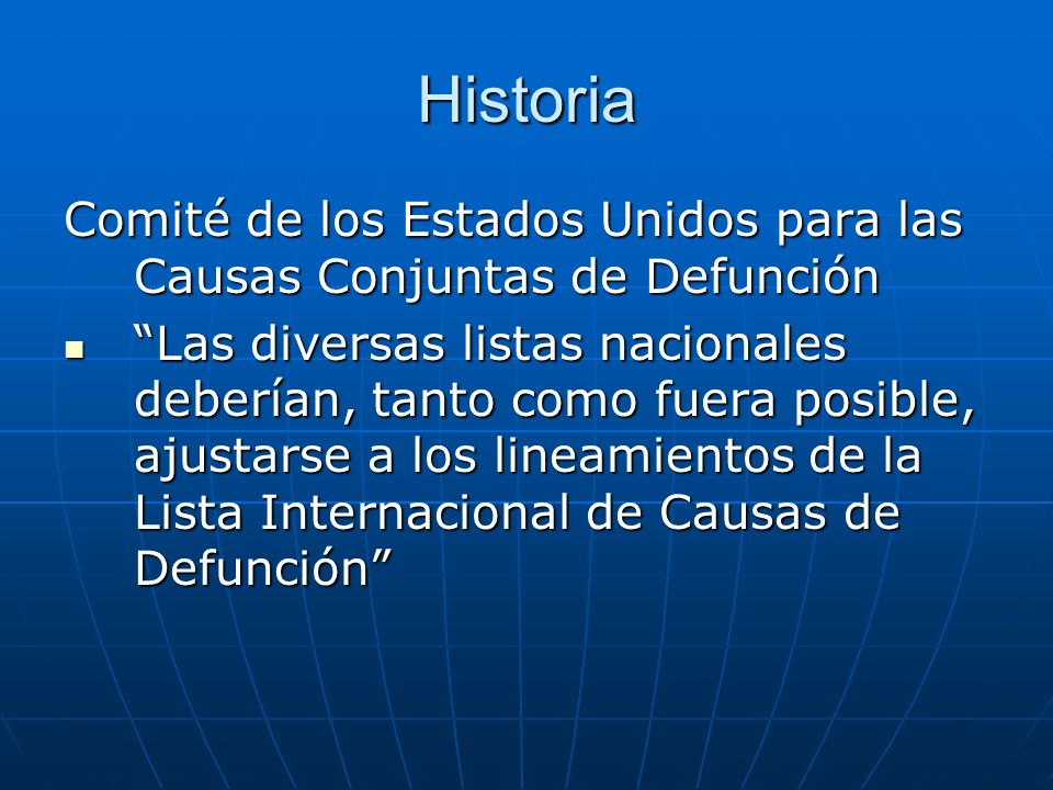 Historia Comité de los Estados Unidos para las Causas Conjuntas de Defunción.