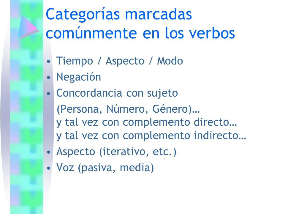 Categorías marcadas comúnmente en los verbos