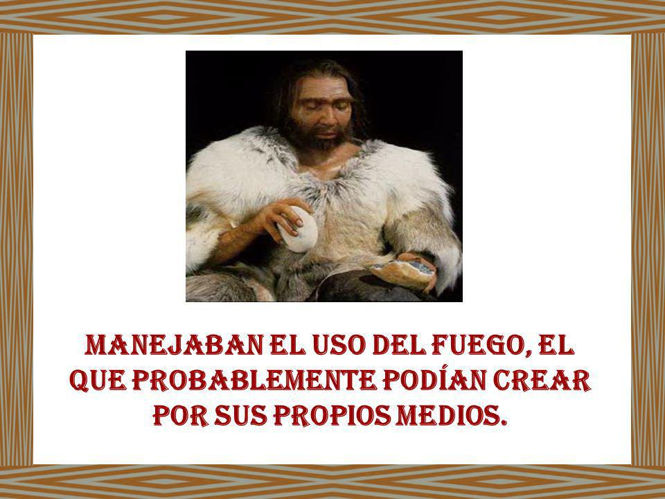 manejaban el uso del fuego, el que probablemente podían crear por sus propios medios.
