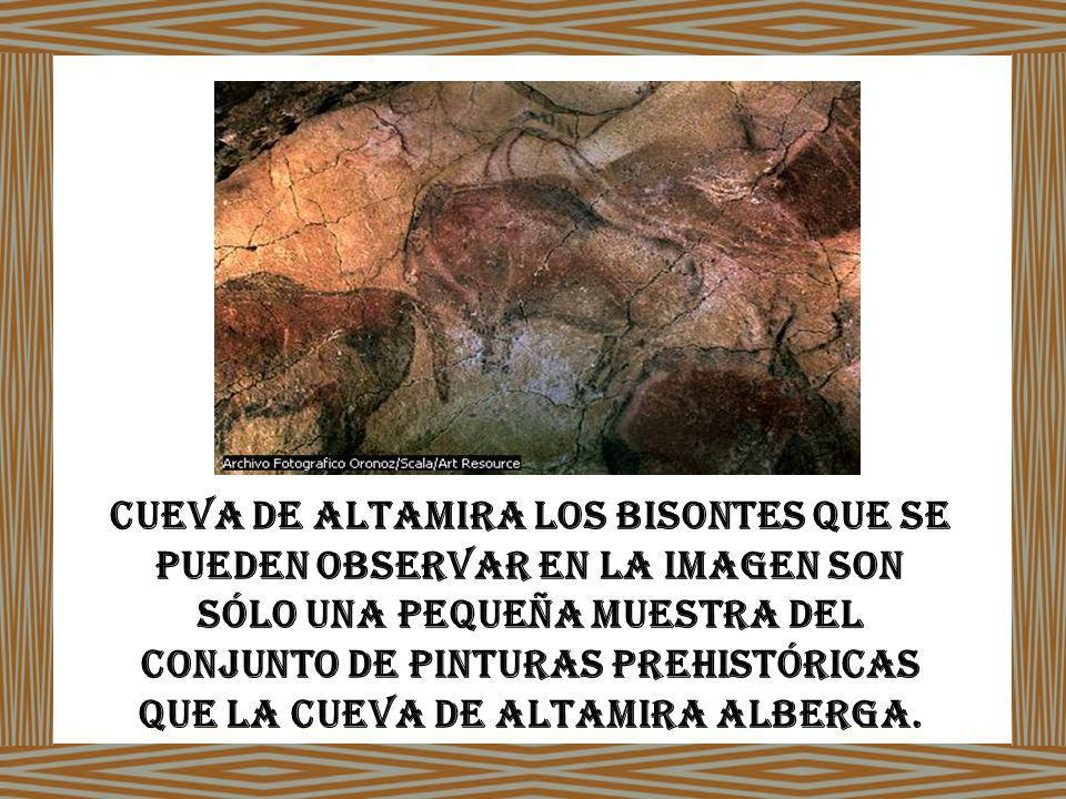 Cueva de Altamira Los bisontes que se pueden observar en la imagen son sólo una pequeña muestra del conjunto de pinturas prehistóricas que la cueva de Altamira alberga.