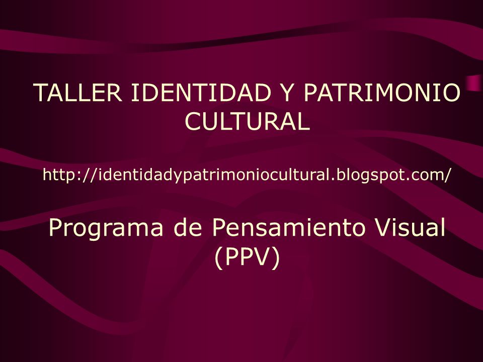 TALLER IDENTIDAD Y PATRIMONIO CULTURAL   Programa de Pensamiento Visual (PPV)