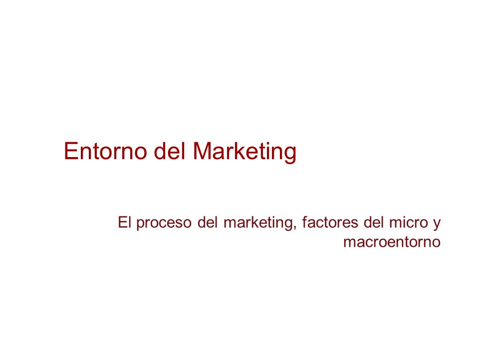 El proceso del marketing, factores del micro y macroentorno