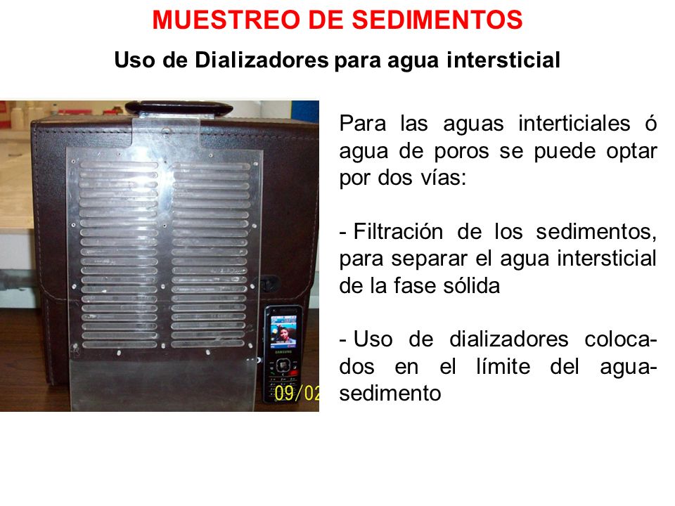 MUESTREO DE SEDIMENTOS Uso de Dializadores para agua intersticial