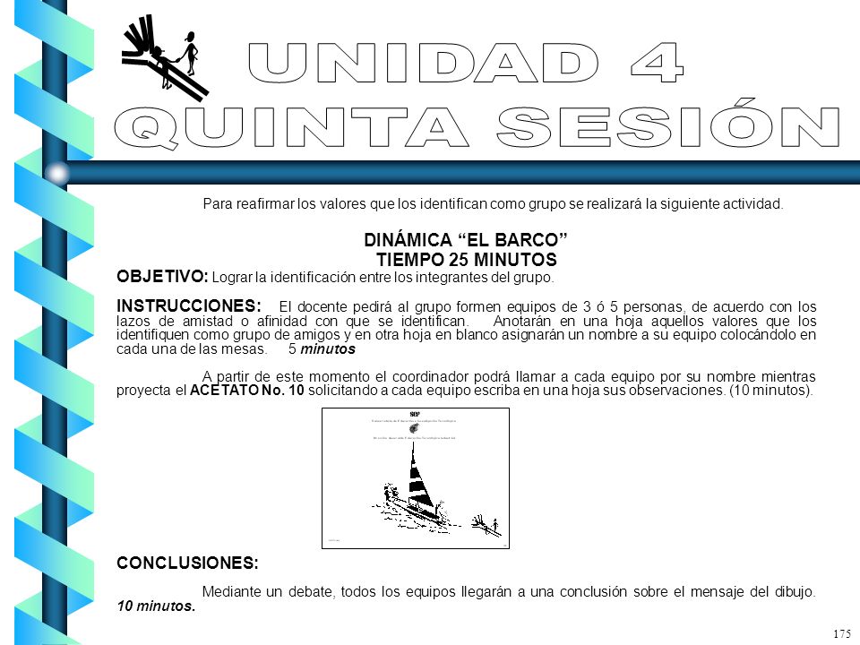 UNIDAD 4 QUINTA SESIÓN DINÁMICA EL BARCO TIEMPO 25 MINUTOS
