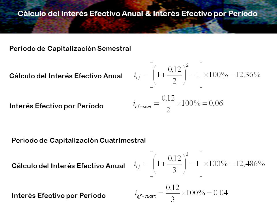 Cálculo del Interés Efectivo Anual & Interés Efectivo por Período