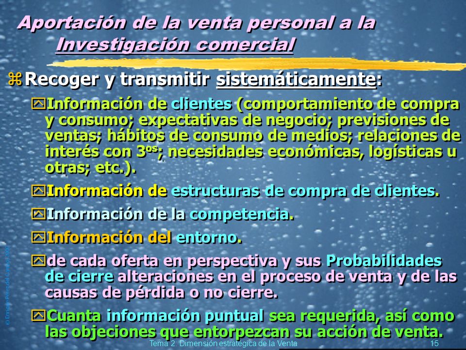 Aportación de la venta personal a la Investigación comercial