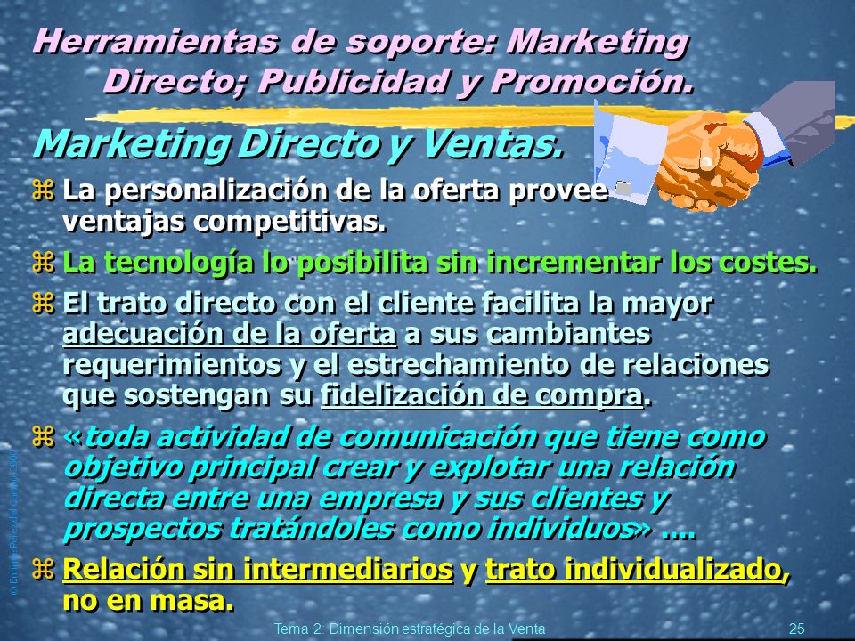 Herramientas de soporte: Marketing Directo; Publicidad y Promoción.