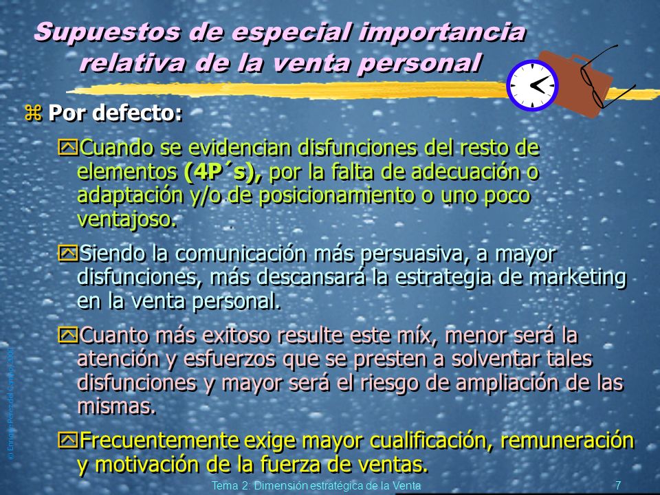 Supuestos de especial importancia relativa de la venta personal