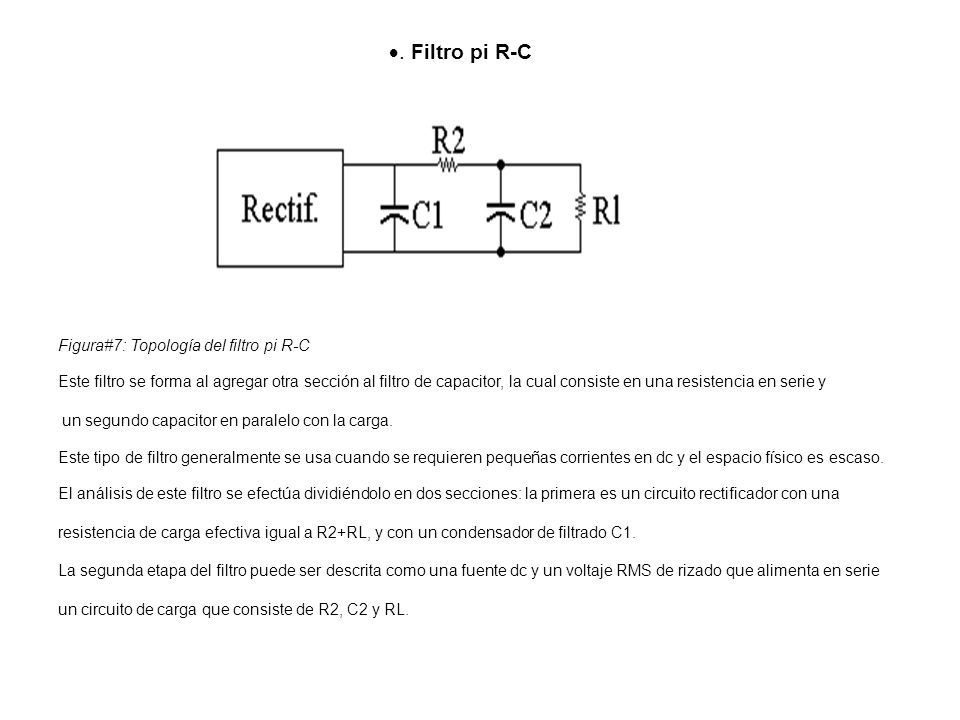 . Filtro pi R-C Figura#7: Topología del filtro pi R-C