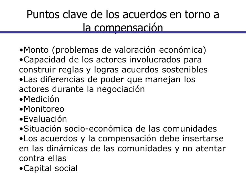 Puntos clave de los acuerdos en torno a la compensación