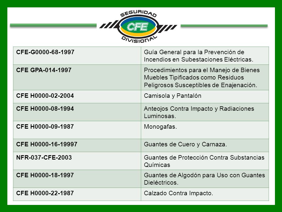 CFE-G Guía General para la Prevención de Incendios en Subestaciones Eléctricas. CFE GPA