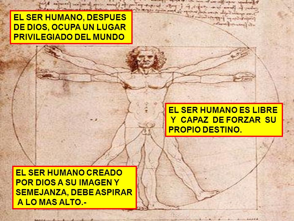 EL SER HUMANO, DESPUES DE DIOS, OCUPA UN LUGAR. PRIVILEGIADO DEL MUNDO. EL SER HUMANO ES LIBRE. Y CAPAZ DE FORZAR SU.
