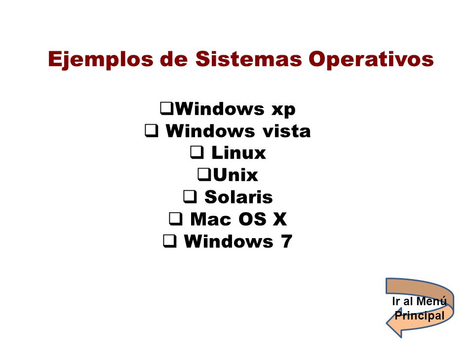 Ejemplos de Sistemas Operativos