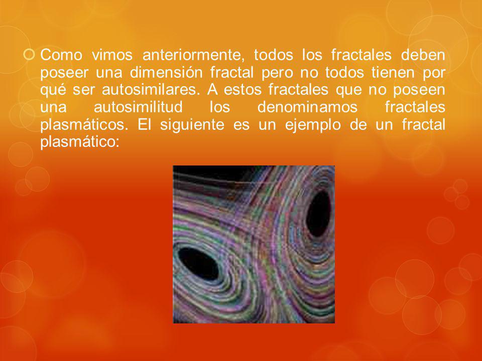 Como vimos anteriormente, todos los fractales deben poseer una dimensión fractal pero no todos tienen por qué ser autosimilares.