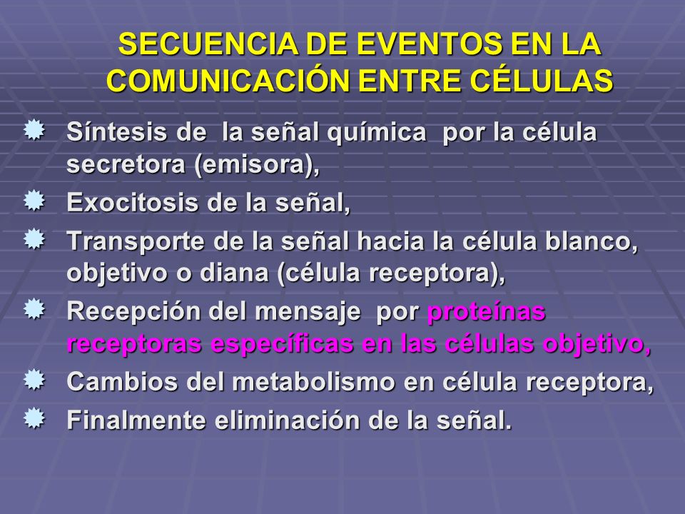 SECUENCIA DE EVENTOS EN LA COMUNICACIÓN ENTRE CÉLULAS