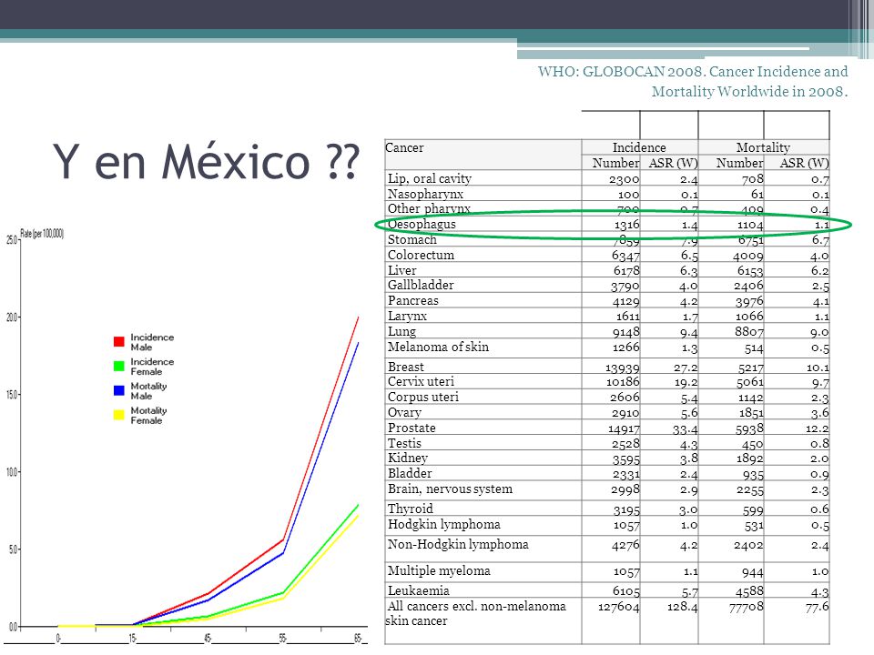 WHO: GLOBOCAN Cancer Incidence and Mortality Worldwide in 2008.