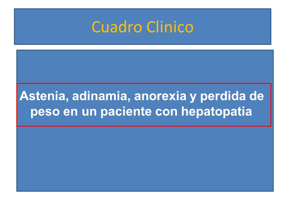 Cuadro Clinico Astenia, adinamia, anorexia y perdida de peso en un paciente con hepatopatia