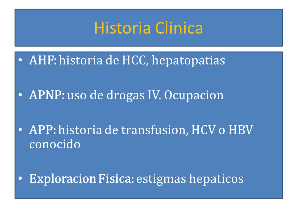 Historia Clinica AHF: historia de HCC, hepatopatias