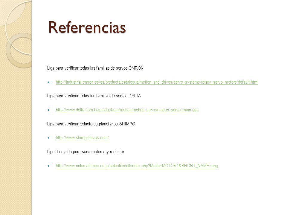 Referencias Liga para verificar todas las familias de servos OMRON
