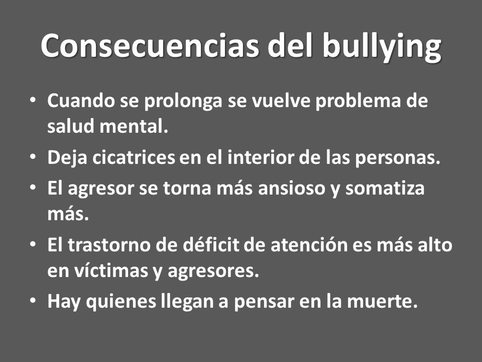 Consecuencias del bullying
