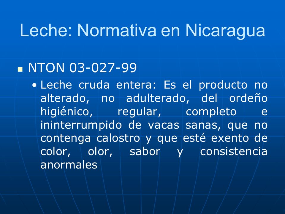 Leche: Normativa en Nicaragua