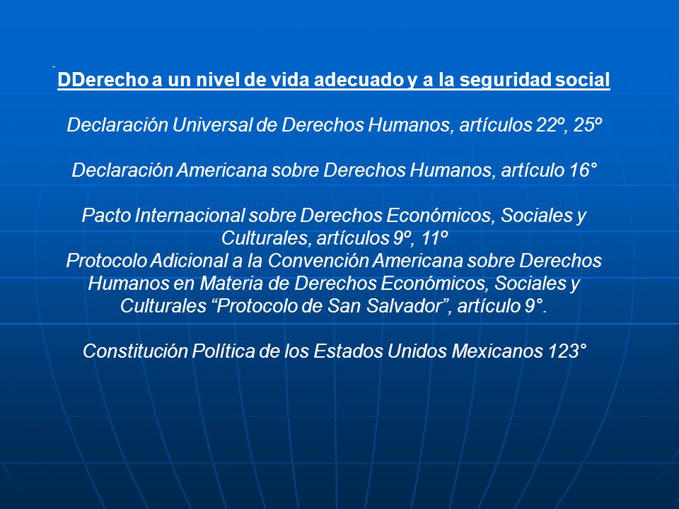 DDerecho a un nivel de vida adecuado y a la seguridad social