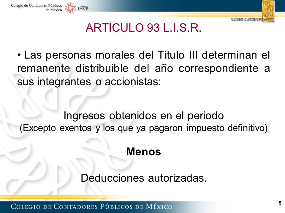 ARTICULO 93 L.I.S.R.