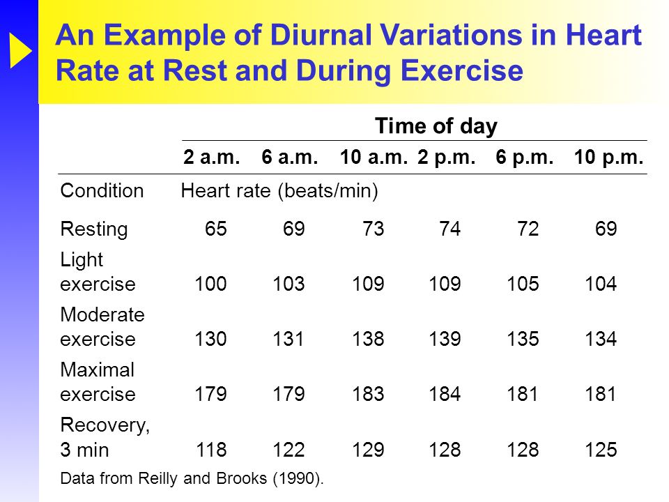 An Example of Diurnal Variations in Heart Rate at Rest and During Exercise