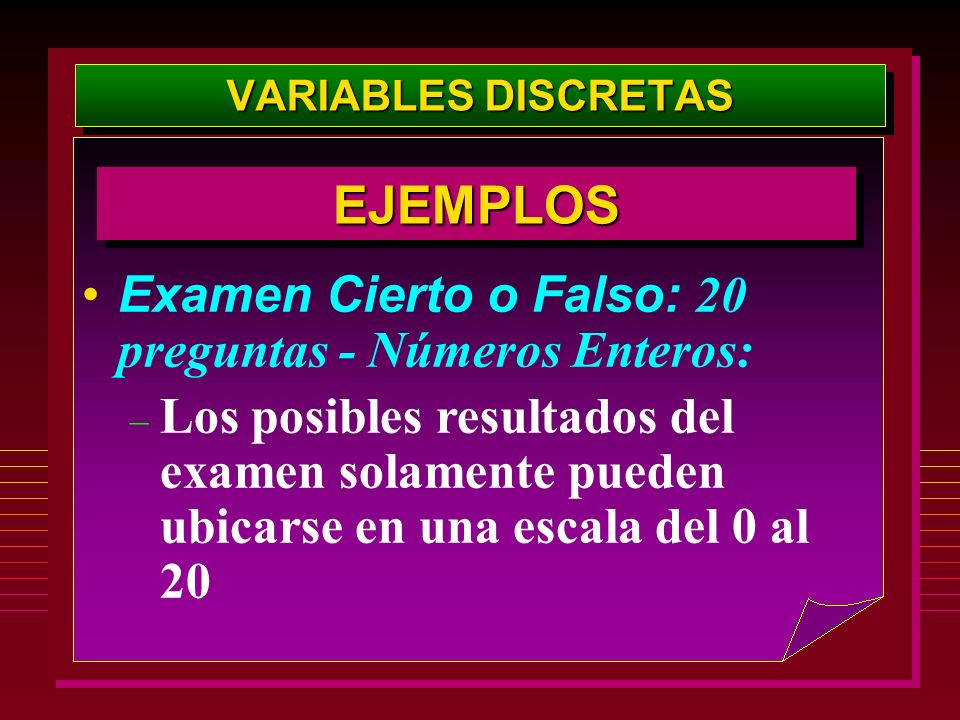 EJEMPLOS Examen Cierto o Falso: 20 preguntas - Números Enteros:
