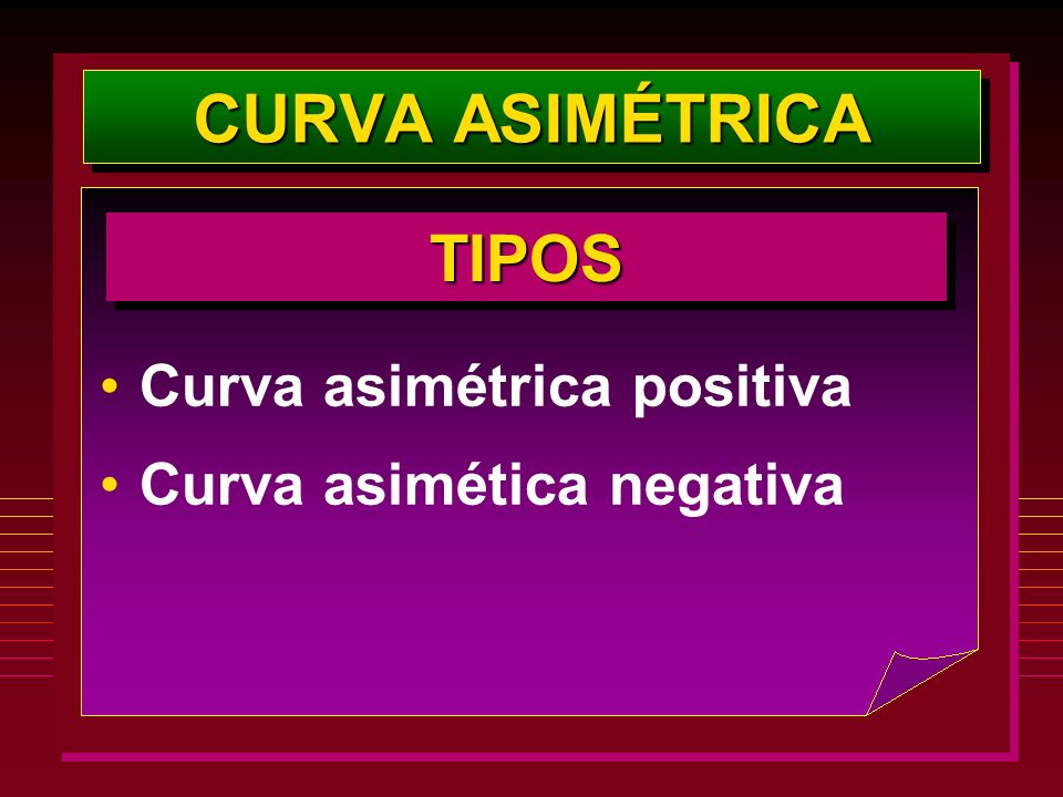 CURVA ASIMÉTRICA TIPOS Curva asimétrica positiva