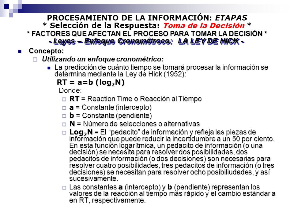 - Leyes – Enfoque Cronométroco: LA LEY DE HICK -