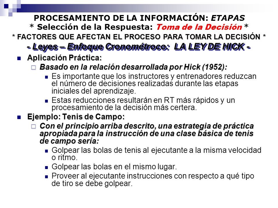 - Leyes – Enfoque Cronométroco: LA LEY DE HICK -