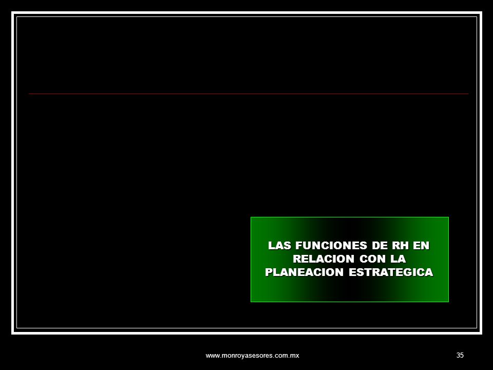 LAS FUNCIONES DE RH EN RELACION CON LA PLANEACION ESTRATEGICA