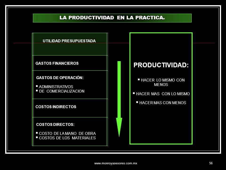 PRODUCTIVIDAD: LA PRODUCTIVIDAD EN LA PRACTICA. UTILIDAD PRESUPUESTADA