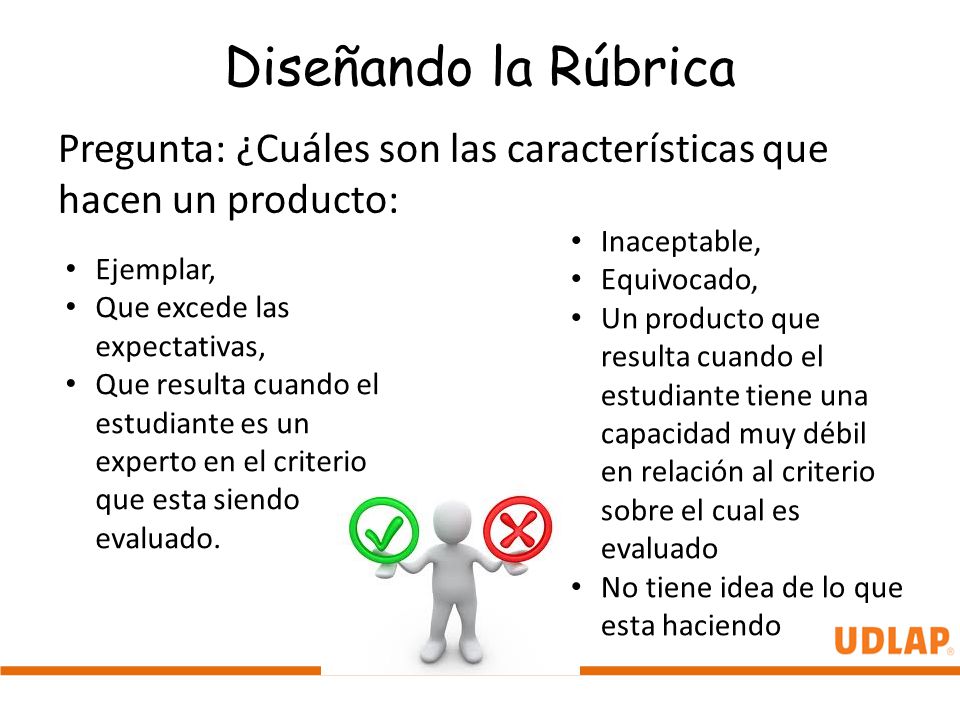 Diseñando la Rúbrica Pregunta: ¿Cuáles son las características que hacen un producto: Inaceptable,